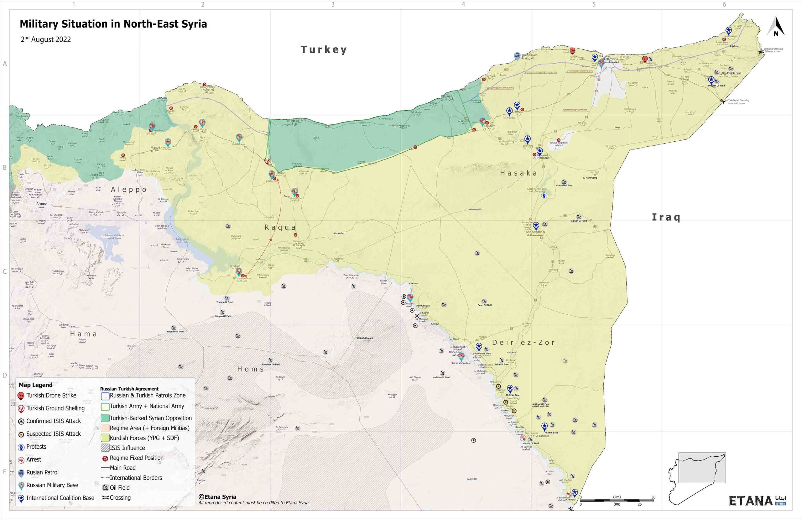 Syria Military Map North-East Syria – 02 August 2022